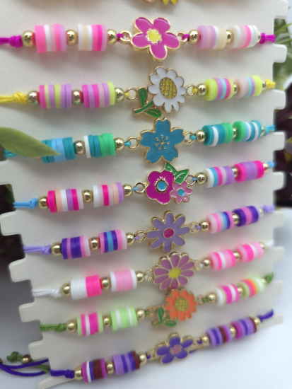 Preview: Blümchen Armbänder bunt